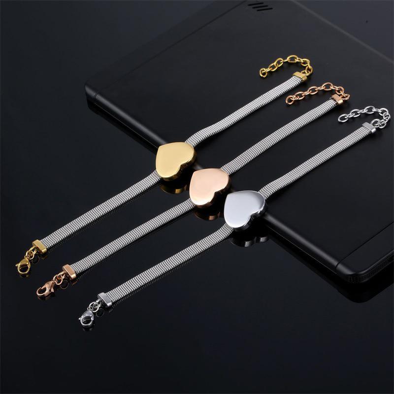 18K Gold Plated Three-Color Heart Mesh Bracelet