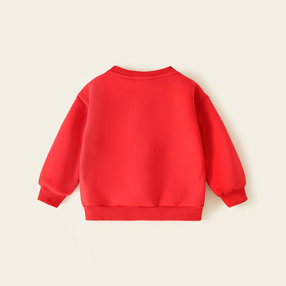 Children's Fleece-Lined Sweatshirt - Winter Warm Top for Boys & Girls, New Year & Christmas Apparel, Thickened Baby Winter Clothing