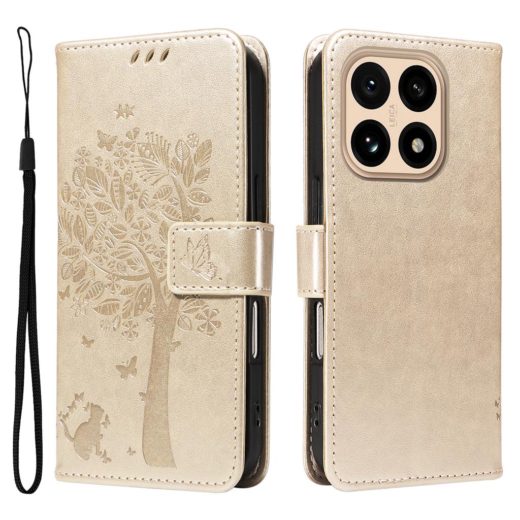 For Xiaomi 15T Phone Case with Stand Cat Tree Pattern Leather Wallet Mobile Cover