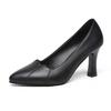Fashion zapatos de mujer women fashion sweet black patent leather spring slip on stiletto heel shoes lady beige office work pumps ea610