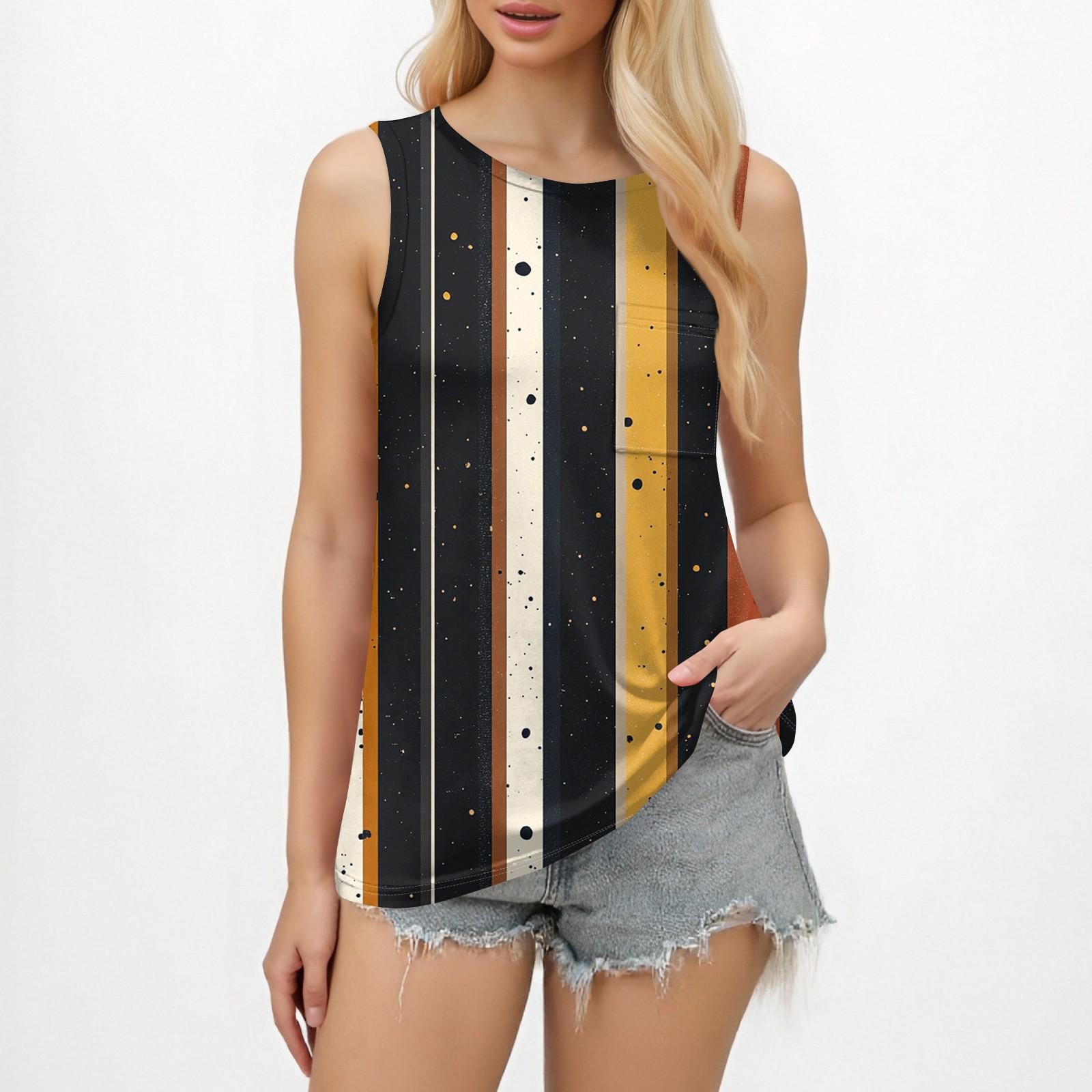 

Женские майки 2025 года, свободный крой, высокий ворот, летний топ, нарядные повседневные рубашки без рукавов с карманом S жёлтый