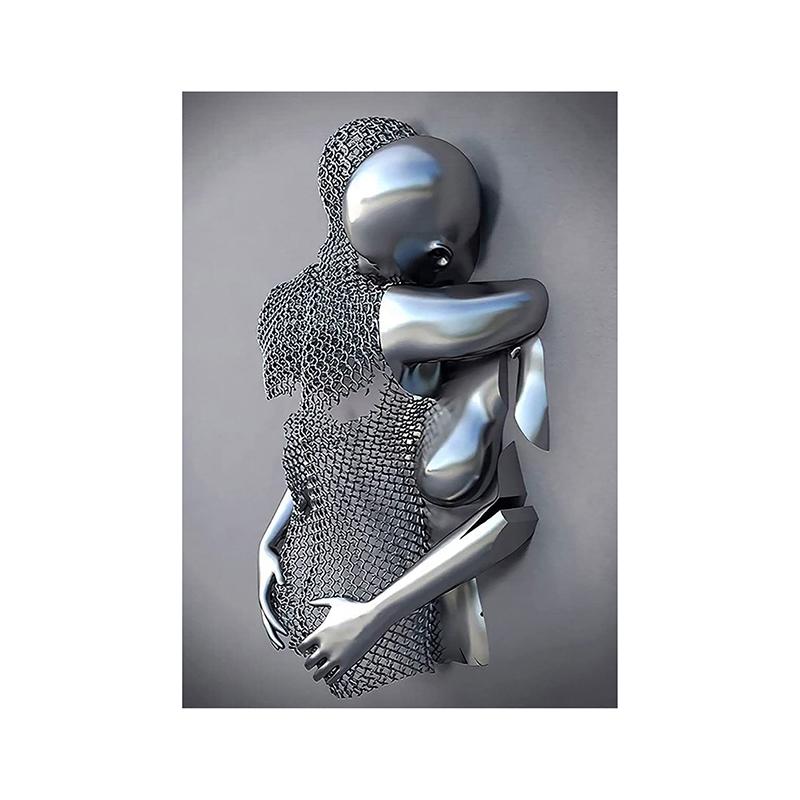 3D Abstract Metal Man Decorative Painting Poster Nordic Prints Canvas Painting Wall Art Picture for Living Room Home