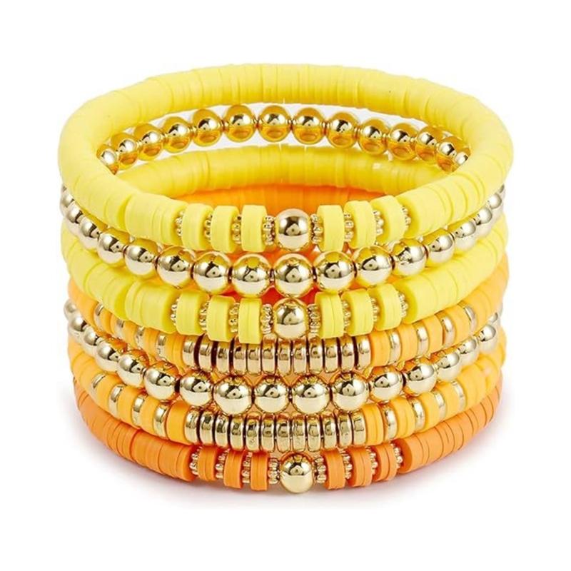 Fashion Colorful Beaded Bracelet Elastic Bracelet Soft Clay Stacking Bracelet Suitable for Casual and Party Wear