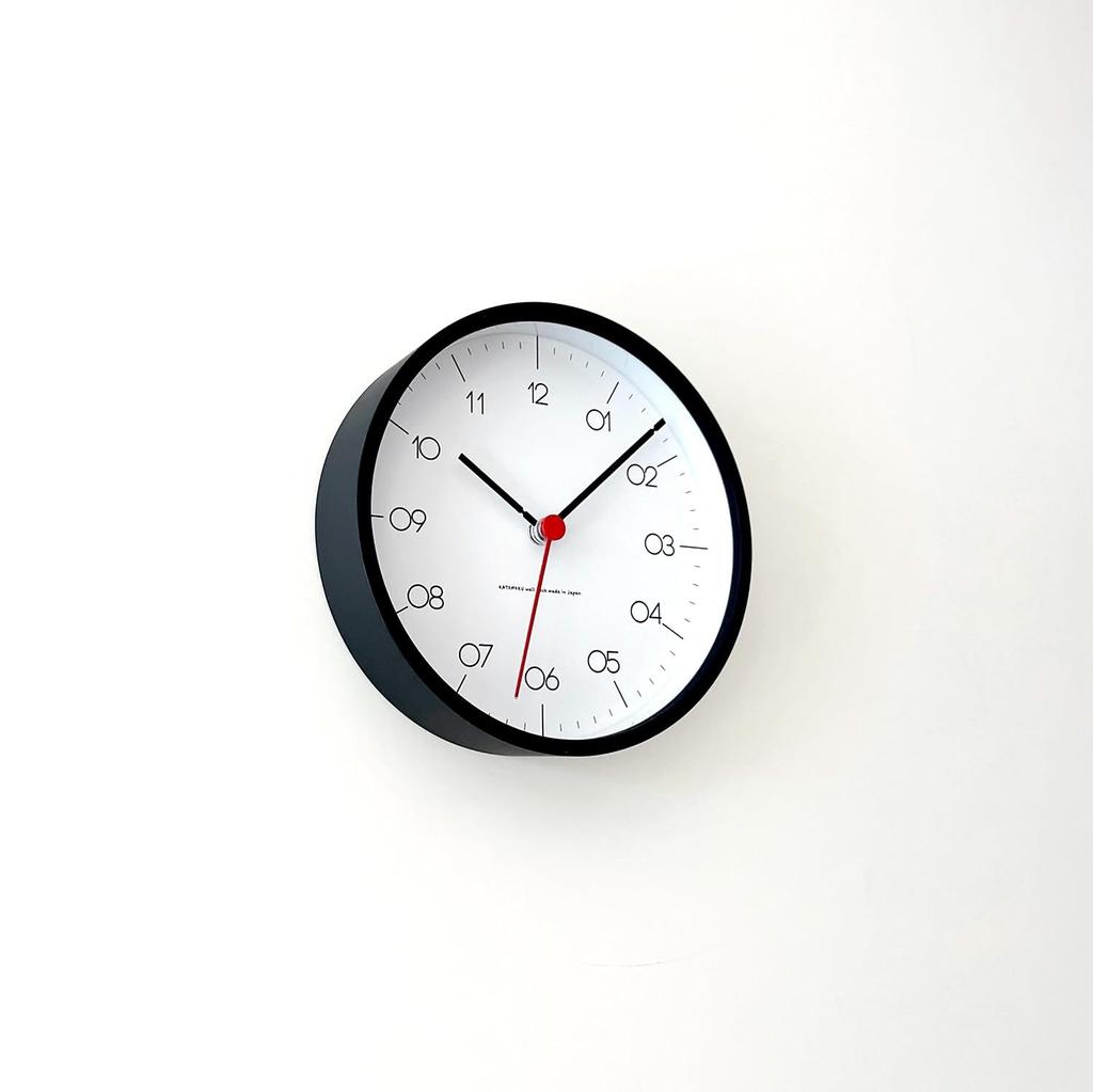 KATOMOKU plywood clock 24S black wall clock with continuous second diameter radio km-151BKRCS hand, 20.2cm (SKP clock)