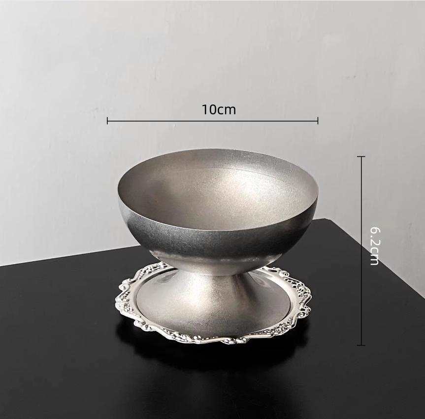 BRStainless Steel Dessert Bowl Silver Tall Ice Cream Cup Dessert Tray Tableware Pudding Plate Milkshake Cup Metal BowlEY