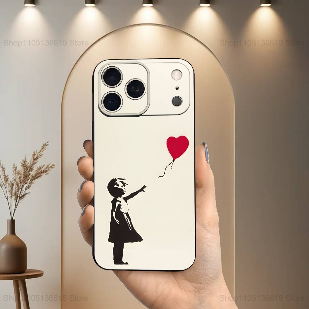 Graffiti Art B-Banksy S-Street Case For iPhone 12,14,15,16,17,13,11,X,Mini,Plus,Pro Max,8,7,XR,SE,XS,Soft Silicone Black