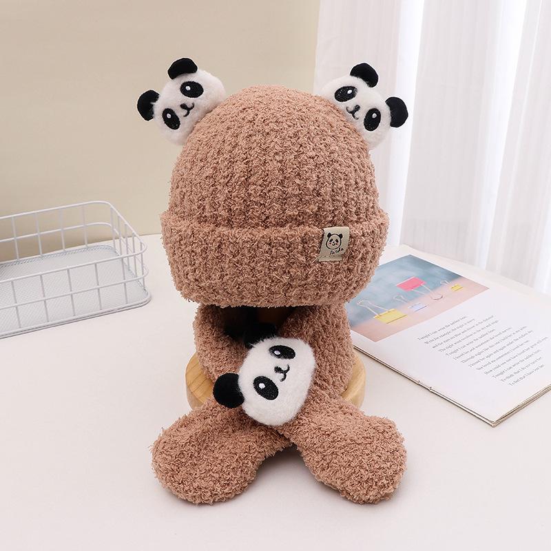 3D Panda Baby Hat & Scarf Set: Unisex, Warm Plush for Autumn/Winter