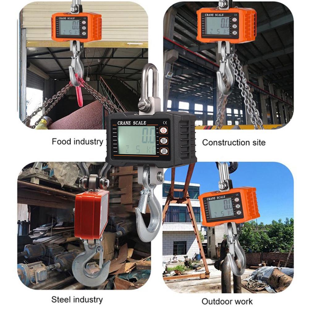1000kg/ 2204lbs LCD Backlight Digital Hanging Scale Portable Heavy Duty Crane Scale Industrial Hook Scales