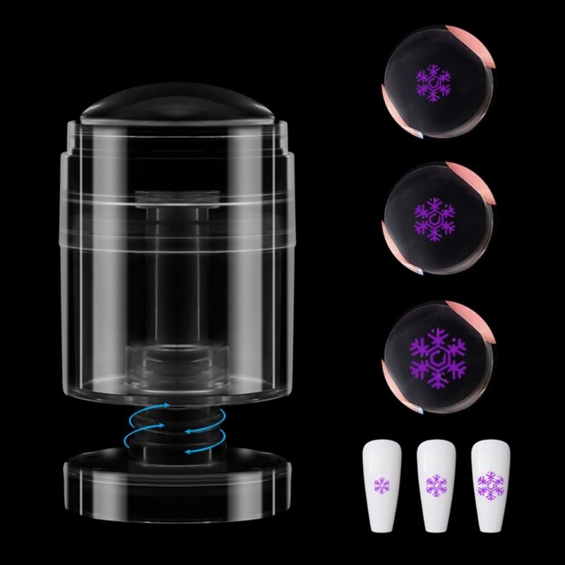 Nail Stamper French Tip Nail Stamp Rotatable Nail Art Stamper Clear Silicone Nail Stamping Jelly Stamper Nails Art Tool