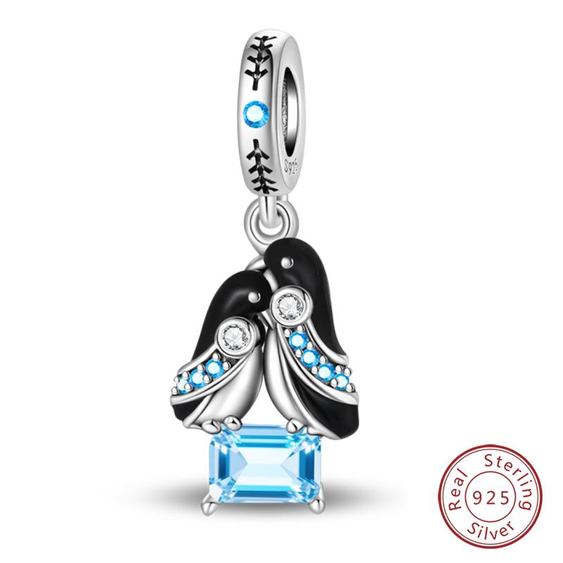 New Winter Charms Bead Copper Snowflake Snowman Penguin Deer Dangle Fit Bangle Bracelet Necklace Diy Jewelry