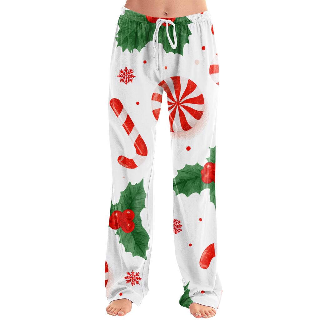 Pantaloni casual de Crăciun pentru femei, fără buzunare, pentru relaxare în vacanță și purtare zilnică