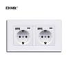 EIOMR EU USB Wall Socket Double Socket 146mm*86mm European Standard Power Socket 5V 2.1A Type C Wall Socket for Phone Charge