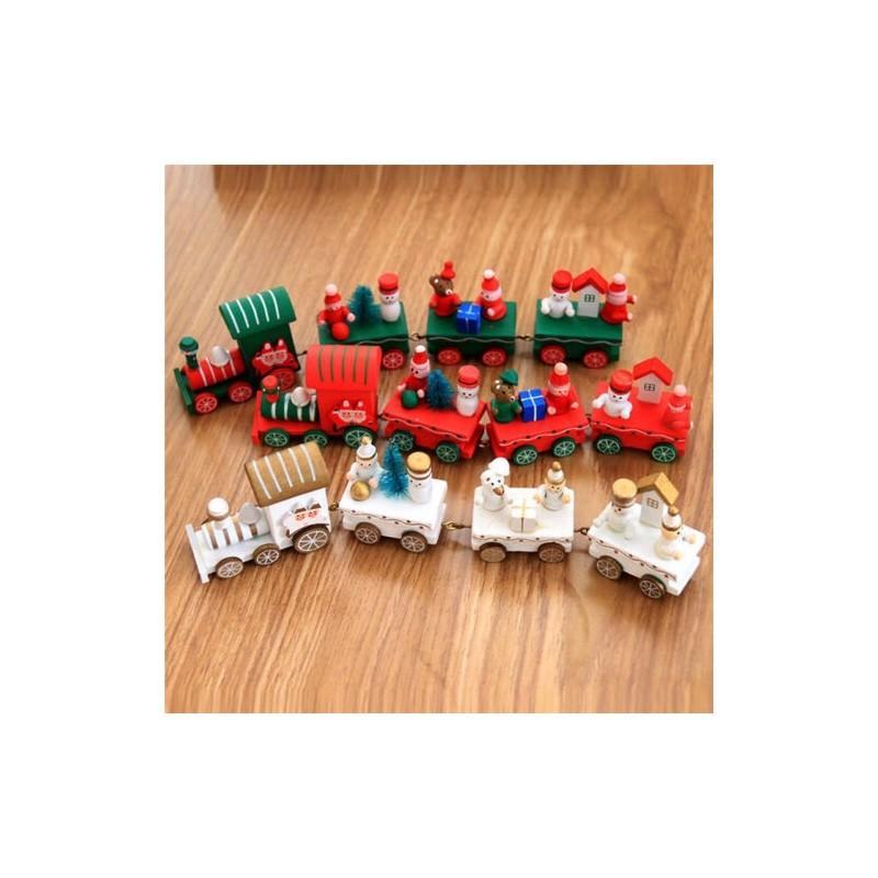 Festlicher Weihnachts-Holz-Weihnachtszug Weihnachtsmann Feiertagsdekoration für Zuhause und Kinder