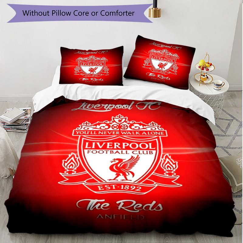 Set copripiumino 3 pezzi (1*Copripiumino + 2*Federe, Senza Nucleo), Set Biancheria da Letto Morbido Stagione Unica Liverpool F.C. Stampa, Regalo Decorazione Camera da Letto Casa
