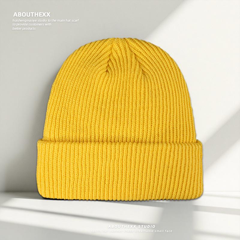 Solid Color Simple Knitted Hat for Women Autumn and Winter Warm Woolen Hat New Pullover Hat  Versatile Cold Hat for Men