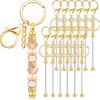 Portable 12 Pcs Beadable Keychain Charm Set Sturdy Alloy Blanks Beading Keyring Accessories for Craft Suppplies Jewelry