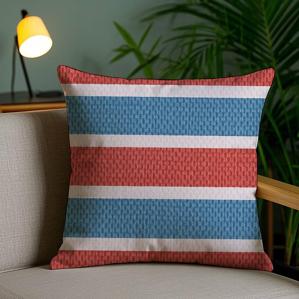 Fashion Blue Red White Pillow Case Plush Fabric Soft Pillowcase Double Sided Print Sofa Cushion Cover Throw