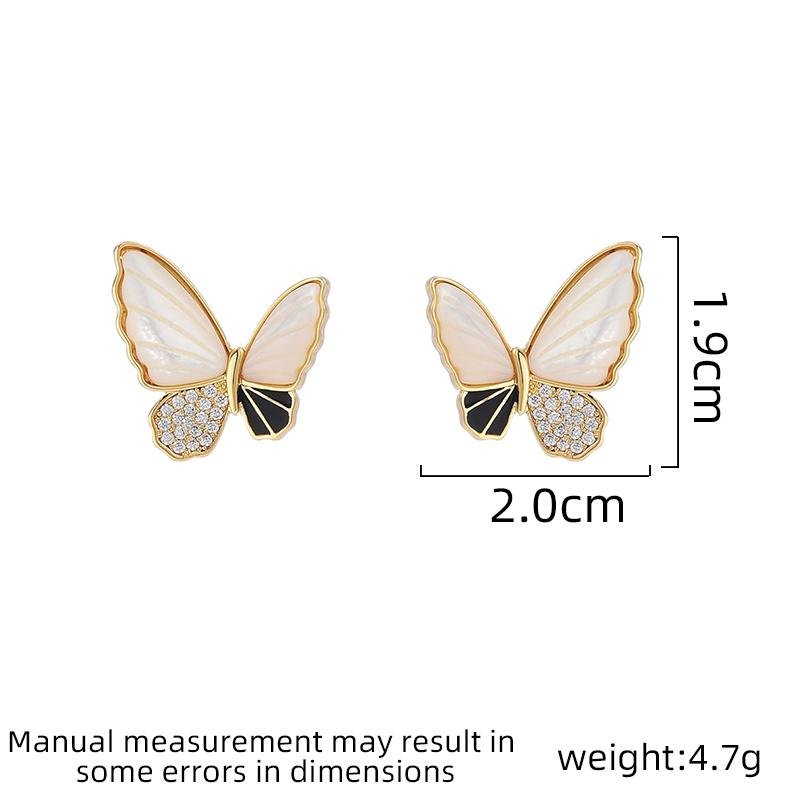 Ladies' Light Luxury Design Elegant Diamond Inlaid Zircon Butterfly Earrings Fashionable And Versatile Niche Design Earrings