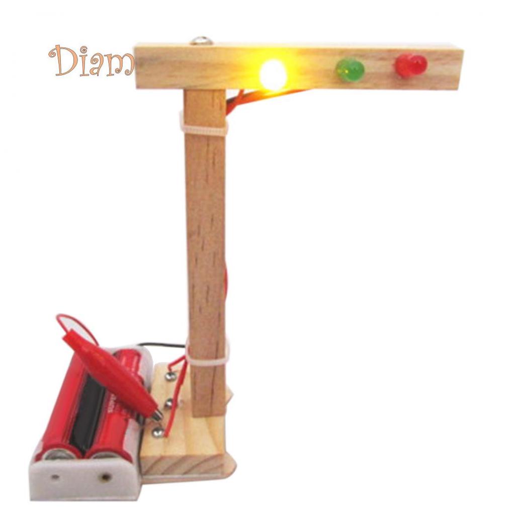 OBS DIY Assembled Wooden Traffic Lights Model Science Technology Education Kids Toy