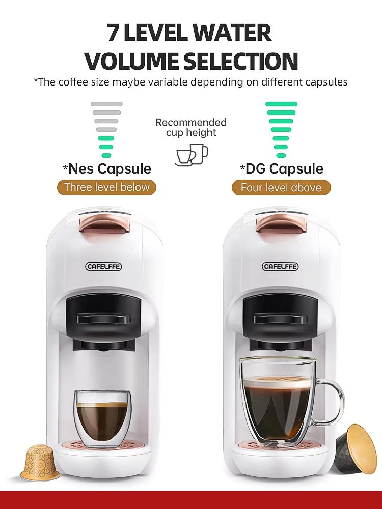 New Cafelffe 5 in 1 Multiple Capsule Coffee Machine Hot/Cold DG Cappuccino Nespresso Capsule ESE Pod Ground Coffee Cafeteria 19Bar,MK-606