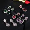 Charm White /Rose /Yellow Gold Color Drop Water Long Earrings Clear Crystal Nail Drop Earings Women Dazzling Wedding Gift Ae331