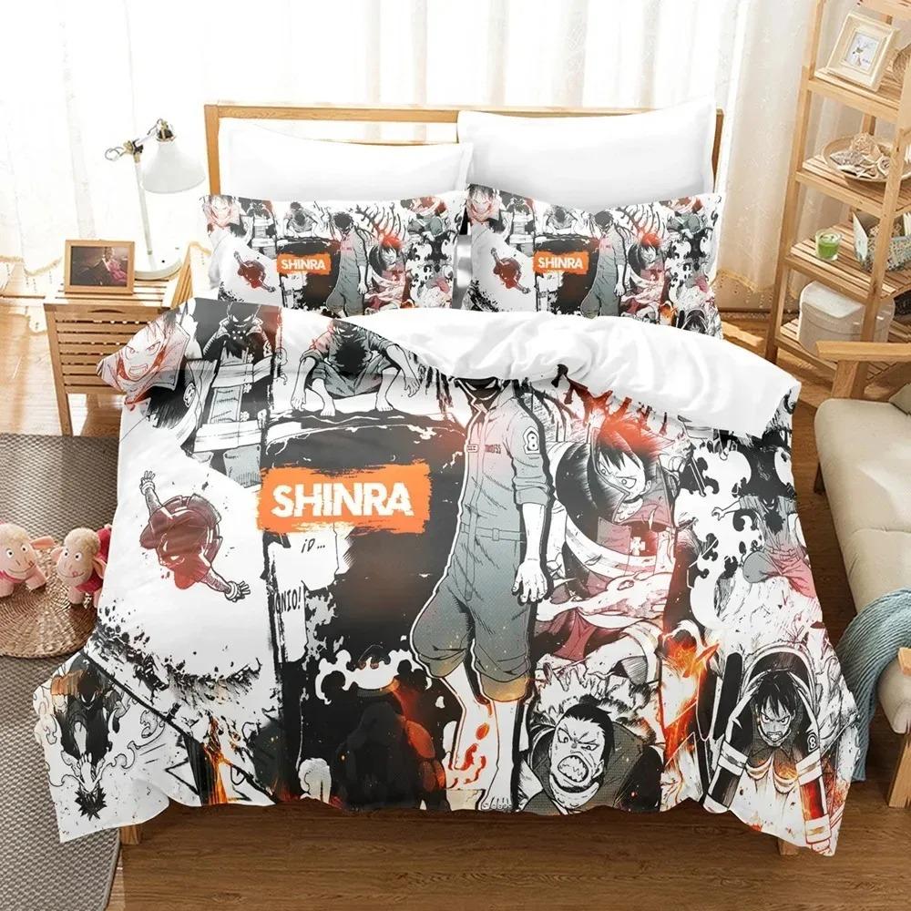 Fire Force Bedding Set Quilt Cover Twin Full Queen King Size With Pillowcases Anime Bed Set Aldult Boys Bedroom Decor Gift