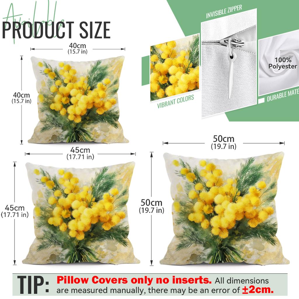 Warm Yellow Flower Pillowcase Printed Polyester 40/45/50Cm Throw Pillowcover Decorative Sofa Cushion Pillowslip Home Decor