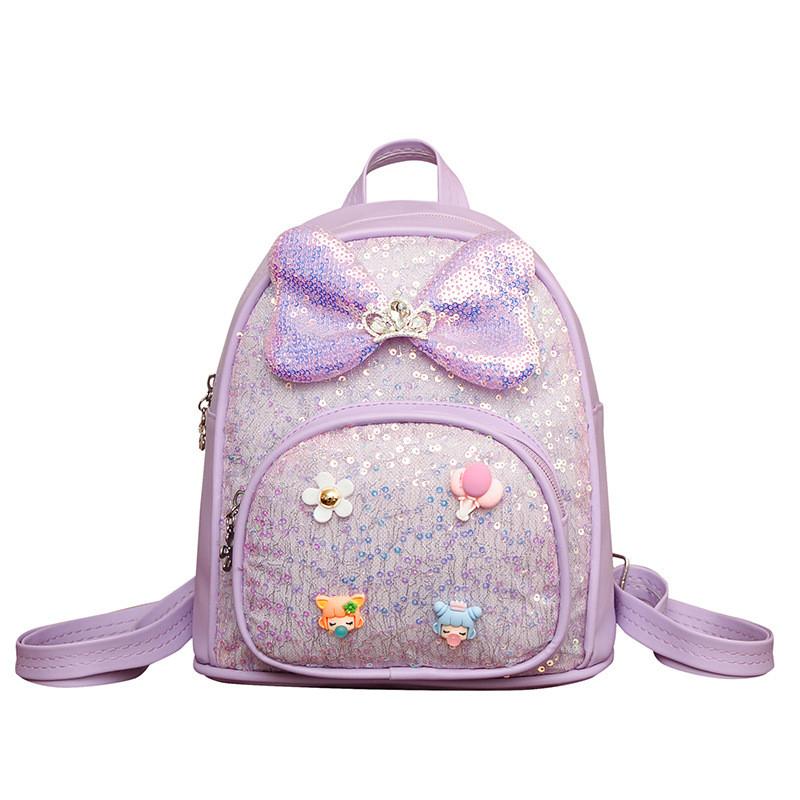 Toddler Girl Backpack Pu Material With Sparkling Design For School Use