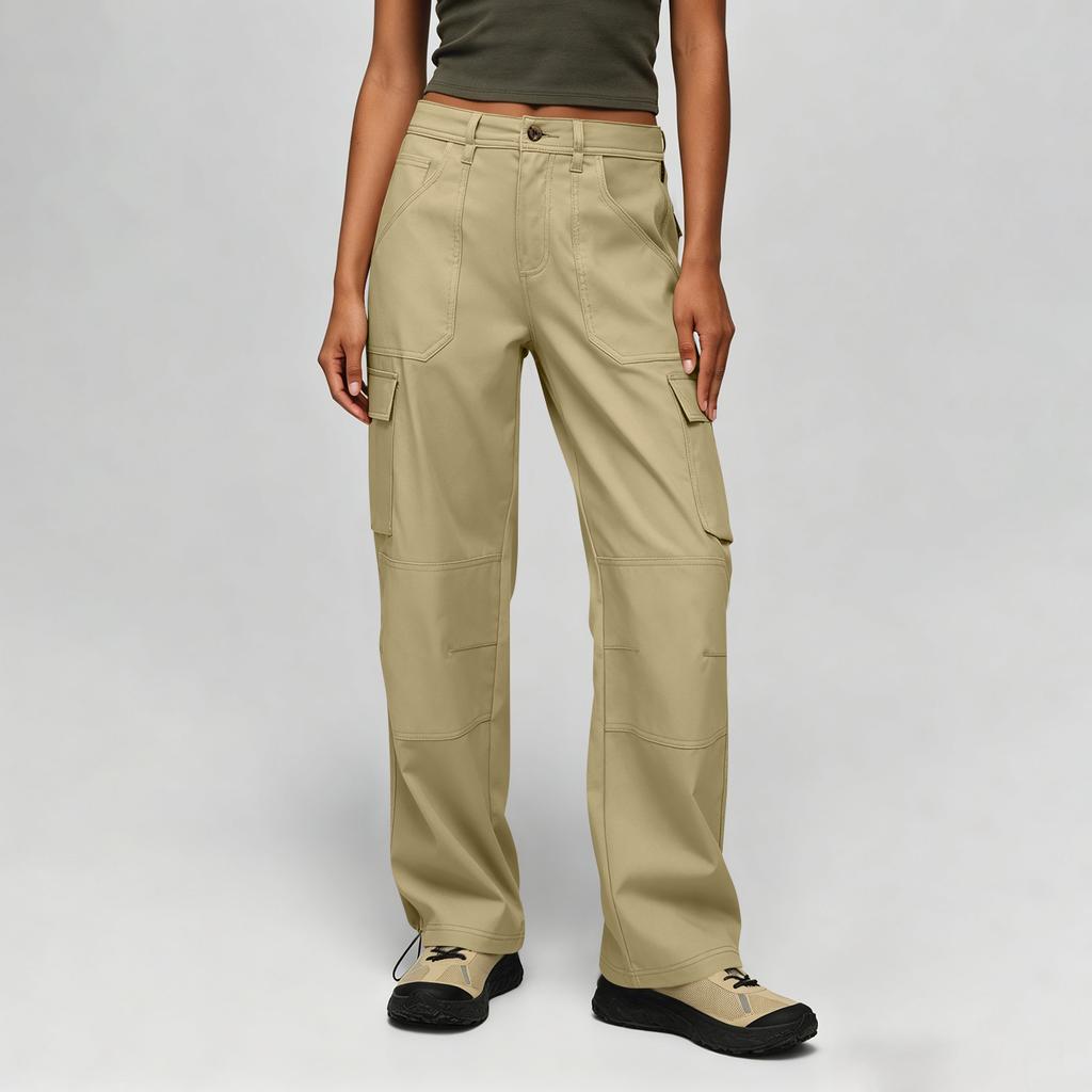Damen Utility Cargo-Hose mit Reißverschluss Mehrere Taschen Strapazierfähige Nähte Outdoor-Wander-Arbeitskleidung Hosen