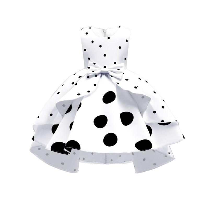 Ärmelloses Polka-Dot Prinzessinnen-Partykleid für kleine Mädchen, formelles Weihnachts-Kleid für Kinder