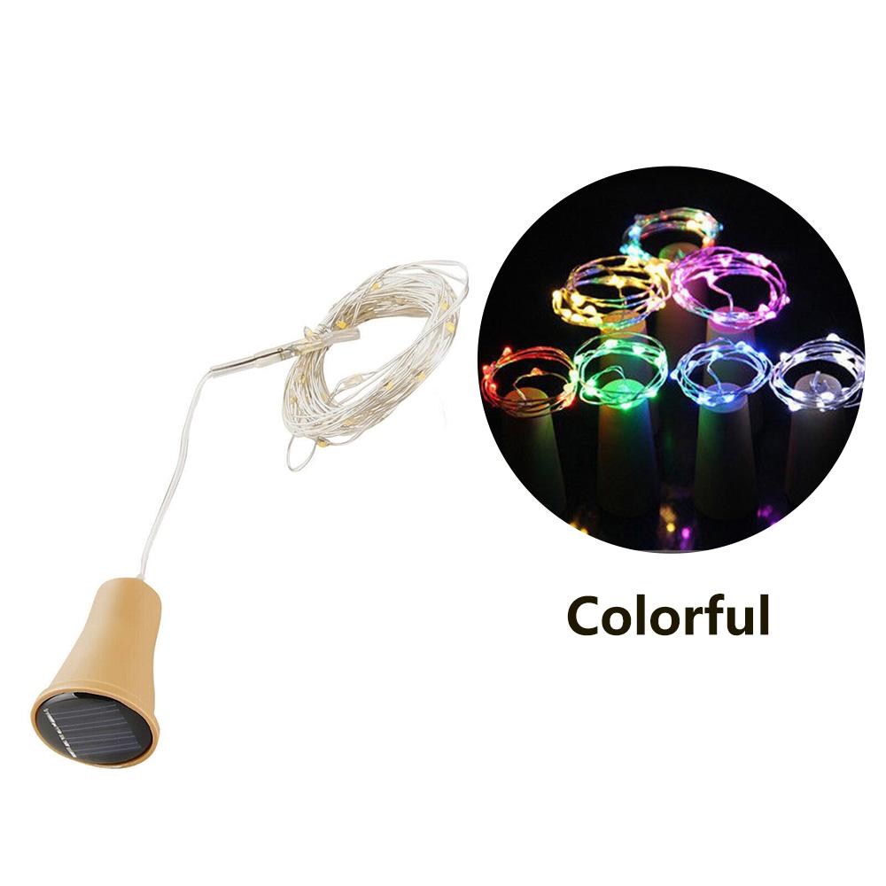 Solar Wine Bottle String Light 2M 20LEDs Copper Wire Fairy Lights Cork Shape Christmas Lamp for Wedding Party Garden Decor