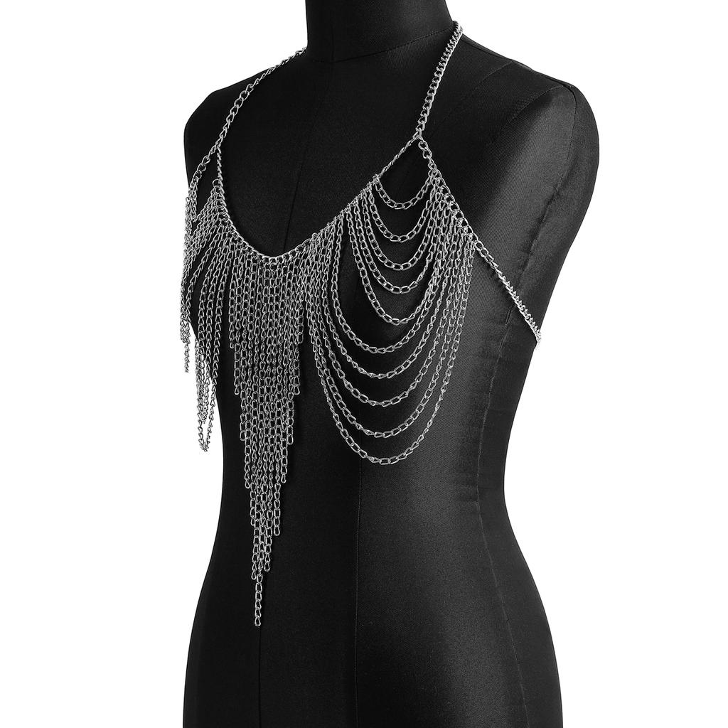 Mehrschichtige Brustketten Körperketten Schmuck für Damen Metall Körperkette Oberteil Sexy Accessoires Modeschmuck