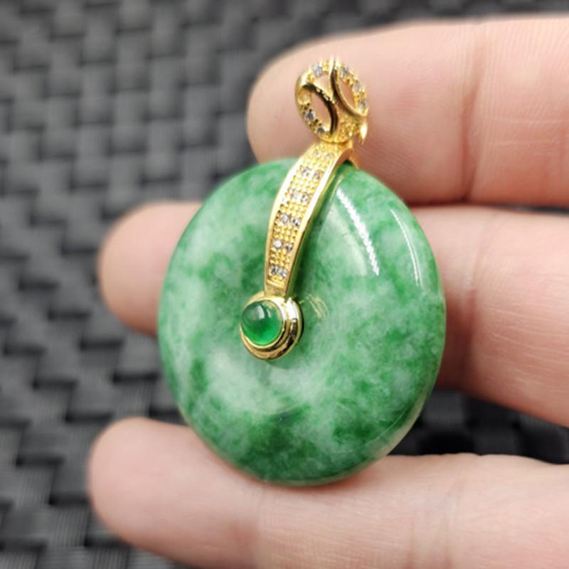 Emerald Jade Large Green Buckle Pendant Necklace