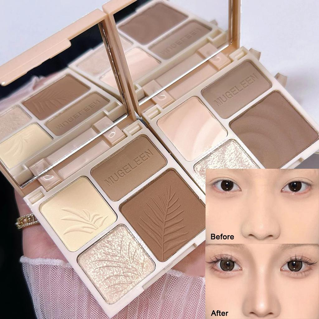 4-barevný bronzer Highlight Contour Paletka stínování obličeje Půdní péče o obličej Konturovací make-up na obličej Kosmetika s vysokým leskem