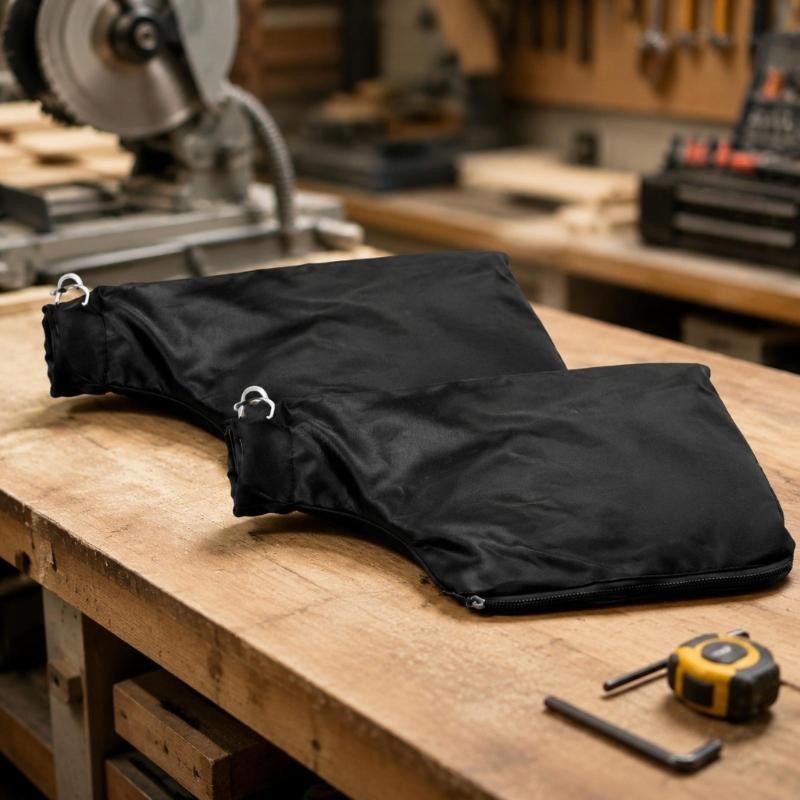 Miter Cutting Machine Dust Collection Bag, 2 Pack with Bottom Emptying Opening and Metal Hangers for Wood and Aluminum Cutting Debris Disposal