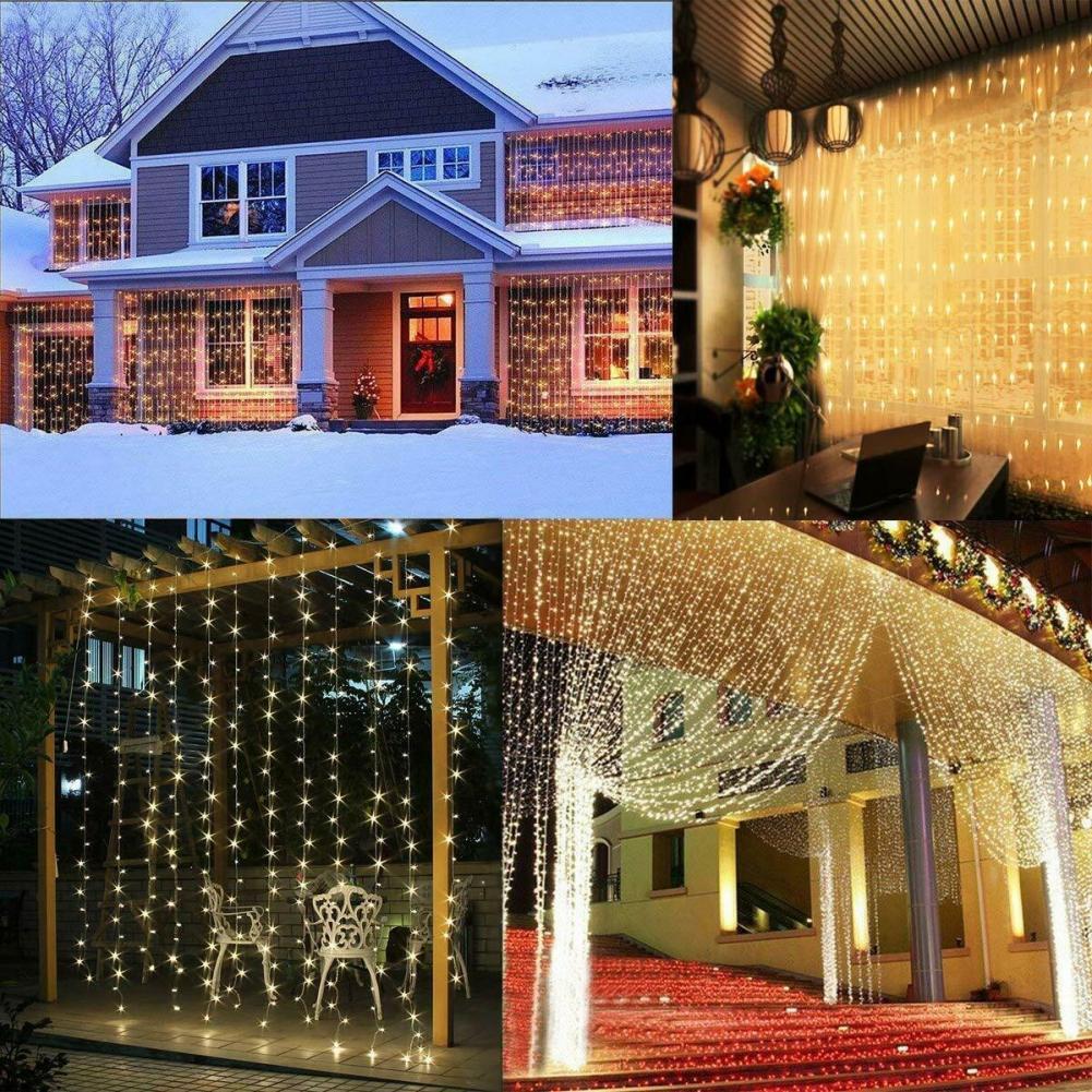 300 LED Curtain Lights String 3M*3M USB Powered Waterproof Twinkle Wall Lights