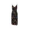 LANCY Women's French Style V-Neck Pleated Strappy Midi Dress