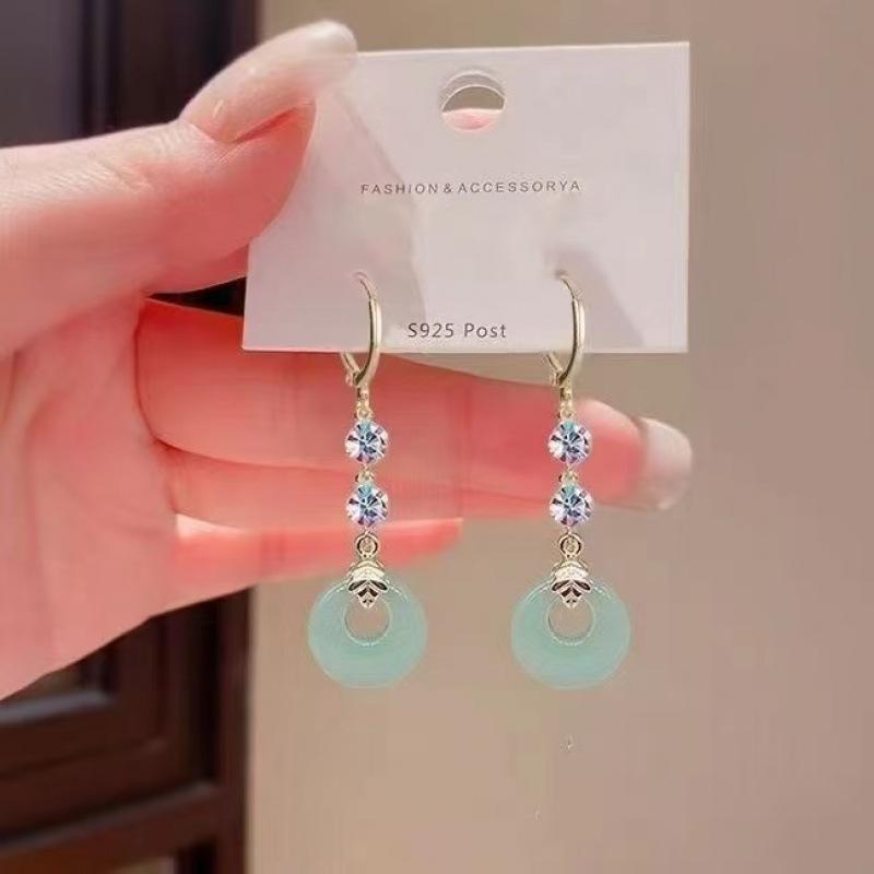 New Chinese Safety Buckle Earrings Women's Ancient Style Fringed Long Cheongsam Hanfu Earrings Retro Elegant Temperament Earrings
