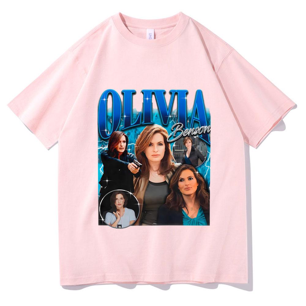 Retro Olivia Benson Tshirt Unisex Women Fashion Oversized Streetwear Male Casual Cotton T Shirts Unsiex Vintage Short Sleeve Tees