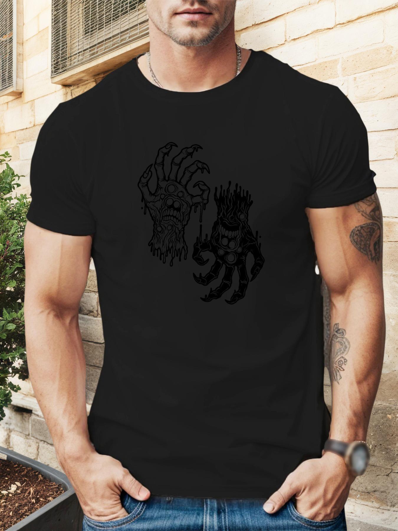 Casual Summer Graphic T-shirt - Bold Devil Palm Print Design XXXXL