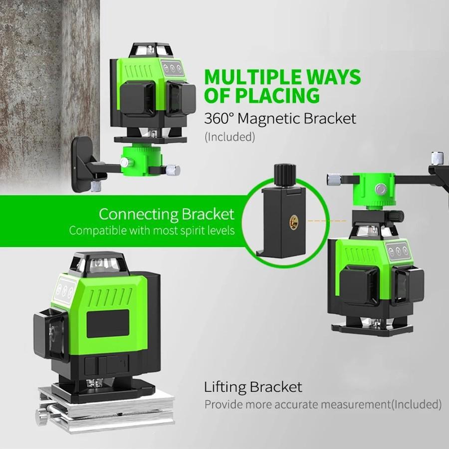 16-Line High-Precision Green Laser Level with Auto Line-Drawing for Outdoor Use and Strong Light