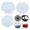 Diy Homemade Mold Coffee Coaster Cobweb Skull Graveyard for Creative Silicone Mold Crystal Placemat Mold for Diy Craft