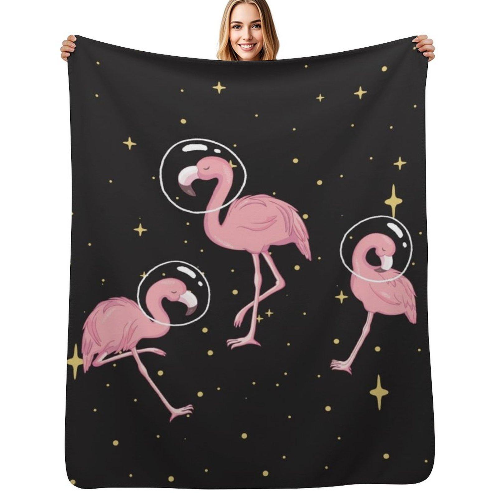 Space Flamingo By graphicmeyou Throw Blanket Soft Plush Blanket as Housewarming Gift Size: 75*100cm, Weight: 230 GSM