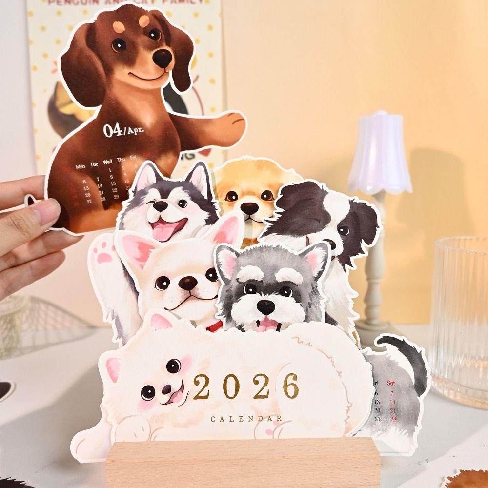 Coil Binding Cat Dog Desk Calendar Creative Daily Planning Supplies Portable Calendar  Office Use