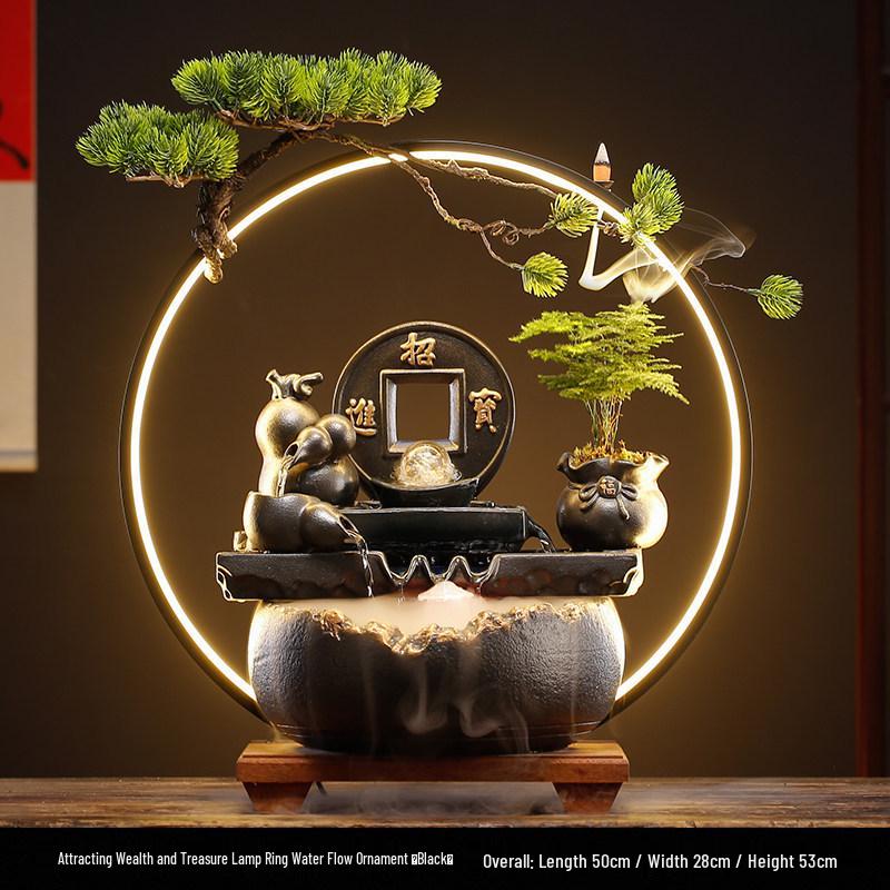 Elegant Chinese-Style Flowing Water Humidifier for Living Room and Office Decor