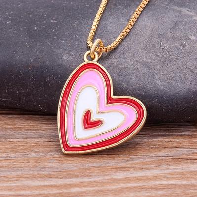 

Fashion Colorful Enamel Heart Pendant Chain For Women Cute Candy Color Peach Heart Necklace Choker Jewelry Party Gift Wholesale красный