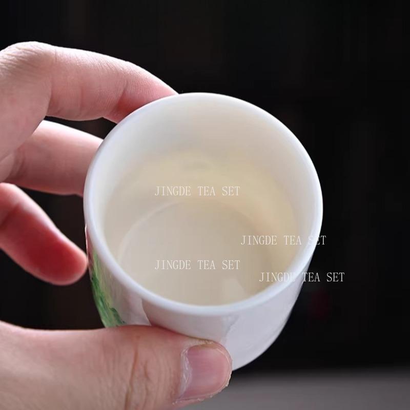 Sheep Fat Jade Straight Mouth Cup Chinese White Porcelain Tea Cup Small Capacity Kung Fu Tea Cup Guest Teacup Drinking Utensils