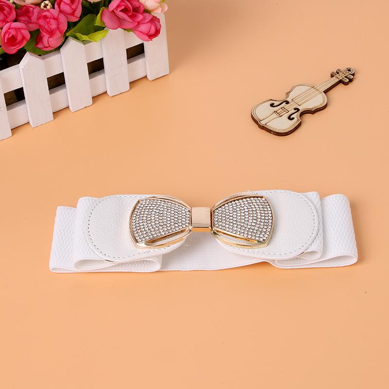2026 Fashion Women's Elastic Wide Waist Seal Bow Rhinestone Buckle Dress Coat Sweater Decorative Corset Belts for Women Luxury