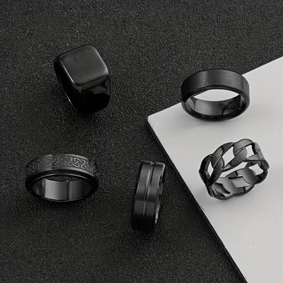 Stainless Steel Ring Five-Piece Set Rotatable Stress Relief Ring Simple High-End Titanium Steel Jewelry Wholesale