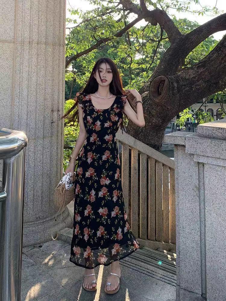 Women's Summer 2024 French-Inspired Seaside Long Dress